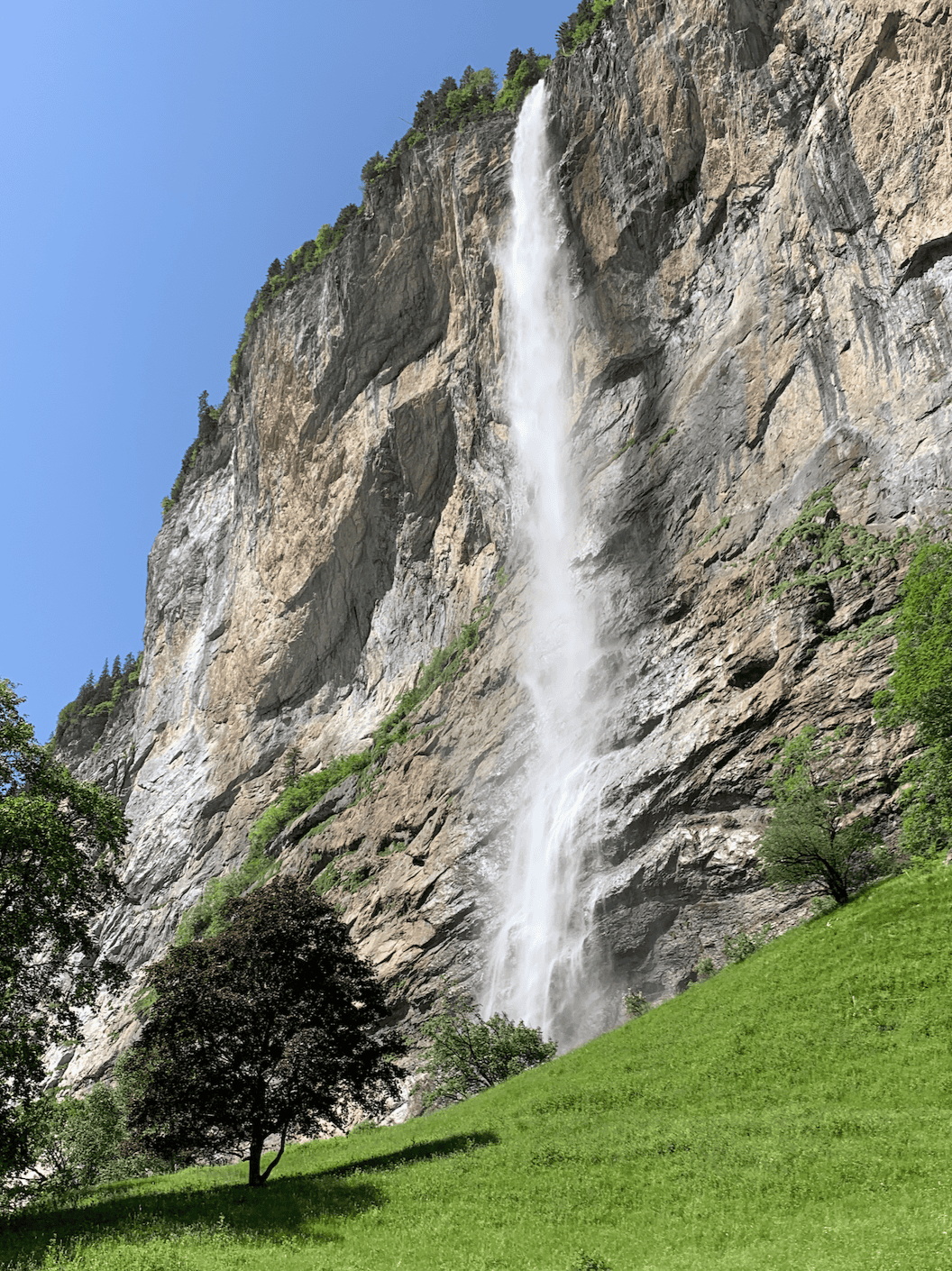 One of the big thunderous waterfalls in Lauterbrunnen, Switzerland. This area is known to be "home of the 72 waterfalls". 